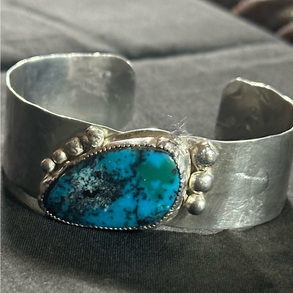 Silver Cuff Bracelet with Turquoise Stone